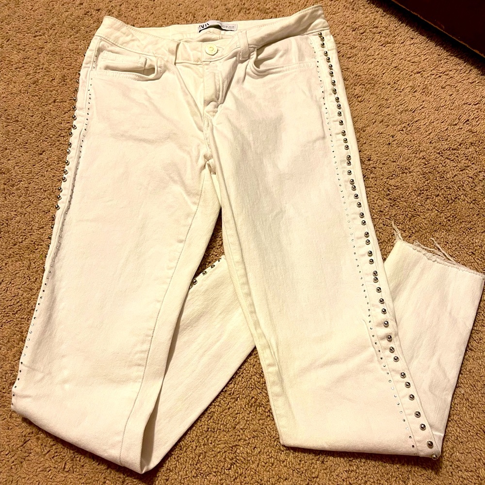 Zara White Denim Skinny Jeans Brand New Never Used Size 6
